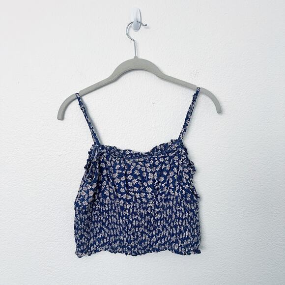 [American Eagle Outfitters] Blue Floral Ditsy Print Cropped Tank Top Sz Medium M - Picture 2 of 10